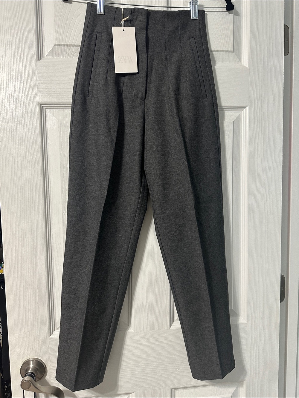 Zara charcoal gray high-waist pleated dress pants